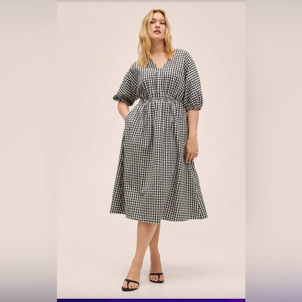 Mango Gingham Check Cottoned Dress size US 12